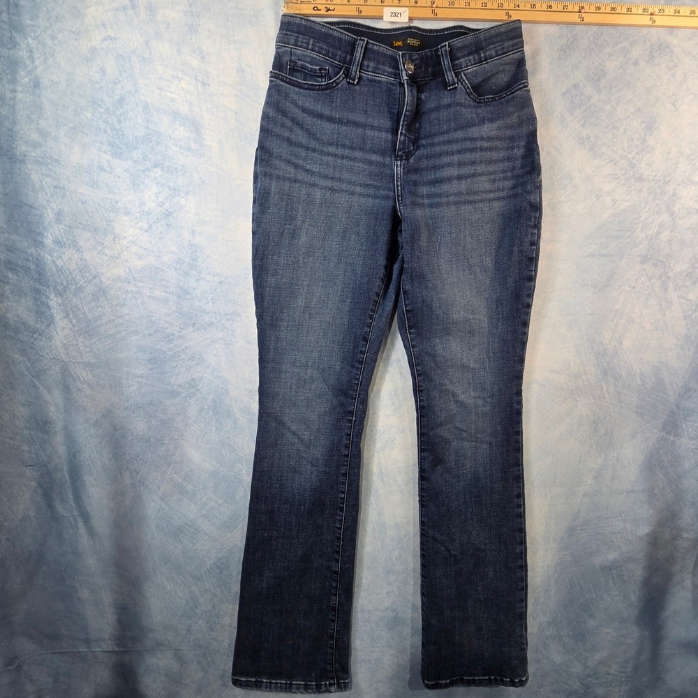 Lee Flex Motion Regular Fit Bootcut Jeans Mid Rise Dark Wash Blue‎ Size 8 Long